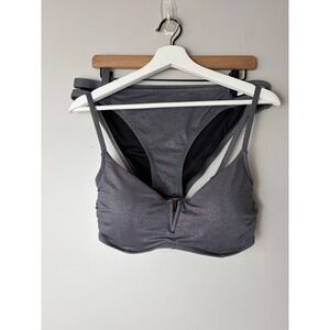 Shade & Shore Metallic Charcoal Gray Bikini Set 34DD Top Large Bottoms V-Wire